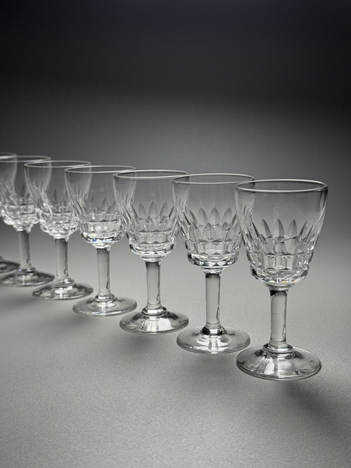 Val Saint Lambert "Service Mery" anni '40 - Set di 8 bicchieri da vino da dessert o da porto in cristallo