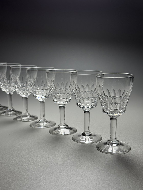 Image 1 of Val Saint Lambert "Service Mery" anni '40 - Set di 8 bicchieri da vino da dessert o da porto in cristallo
