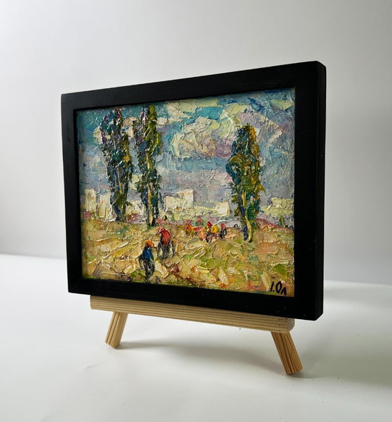 Original Oil Painting Summer Field Landscape Heat Outside The City – Paintings & Drawings, Canvas (photo 2 of 8)
