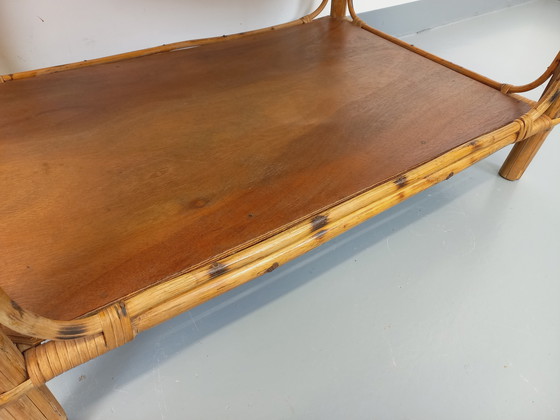 Image 1 of Table Basse Vintage en Rotin et Bois