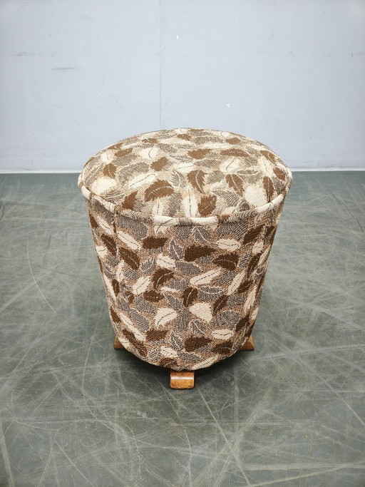 Runder, gepolsterter Tabouret-Hocker im tschechoslowakischen Art-déco-Stil der 1930er Jahre