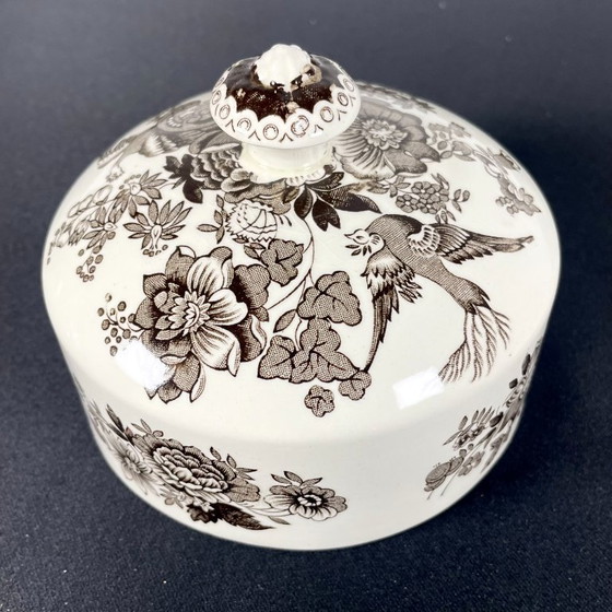 Image 1 of Beurrier en céramique blanche et brune Wedgwood Faisans