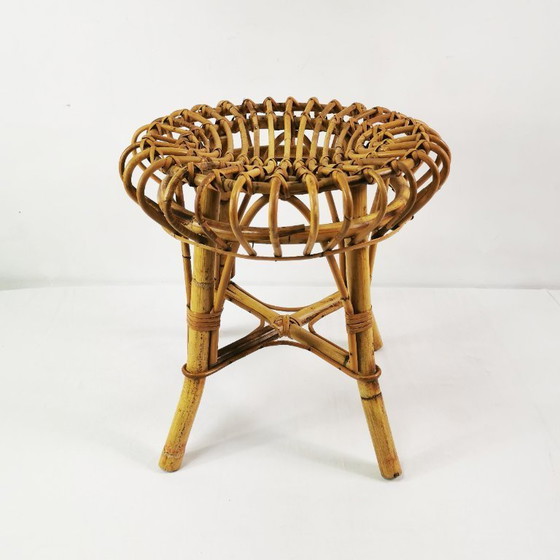 Image 1 of Kruk van rotan en bamboe, ontworpen door Franco Albini, Italië, jaren 60.