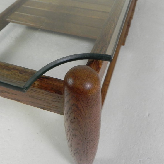 Image 1 of Scandinavische salontafel met glazen blad, jaren '60