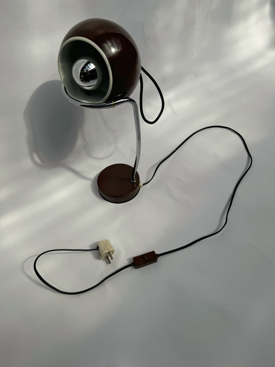 Image 1 of Vintage Brown Gepo Amsterdam Eyeball Lamp | Table Lamp 1970s Dutch Design