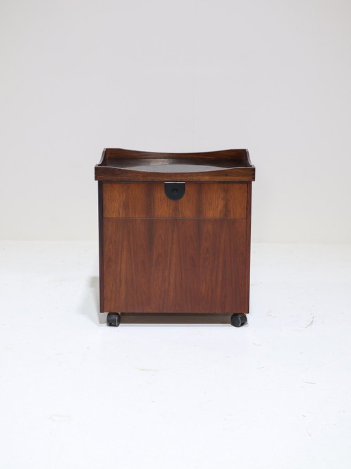 Bar cart trolley with tray, rosewood, Danish, 1960s