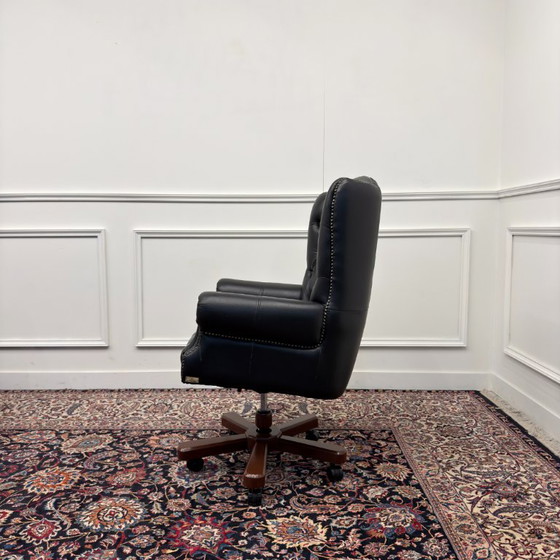 English Rochester Chesterfield Office Chair – Leather, Wood (photo 3 of 8)