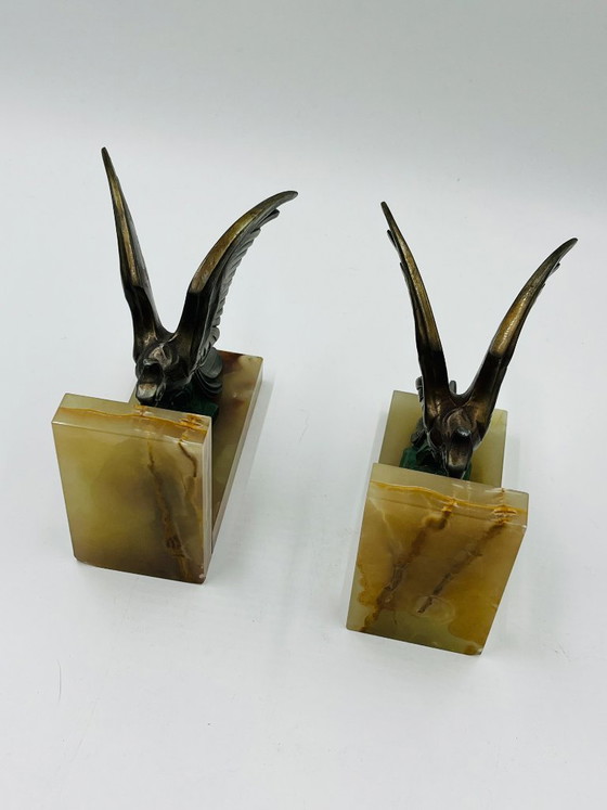 Art Deco Onyx Birds of Paradise Bookends – Decorative Objects, Marble, Metal (photo 10 of 14)