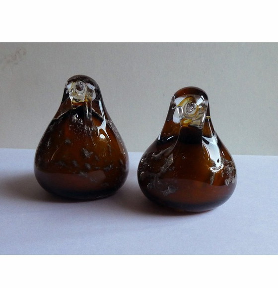 Image 1 of 2 vogels, Murano glas, mussen, luchtbellen, Italië jaren 80