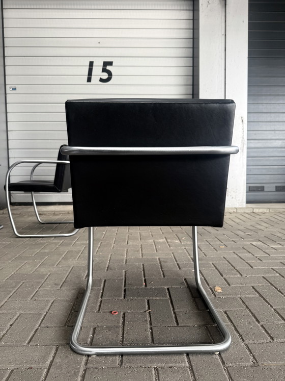 Image 1 of 6 sedie Brno di Mies van der Rohe, Fasem, in pelle nera