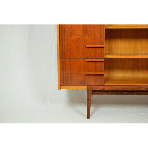 Vintage mahogany and glass bookcase for UP Závody, 1960