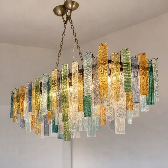 Image 1 of Luxury Italian Rectangular Listelli Murano Glass Chandelier – Simoeng Design