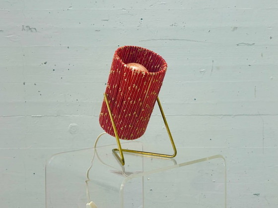 Image 1 of Mid-century table lamp with fabric shade and brass frame, 1960s