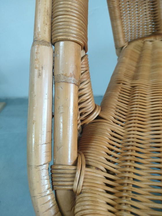 Image 1 of Rare and unique vintage design rattan/wicker bucket chair/armchair