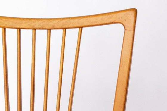 Image 1 of Vintage Magenta Upholstered Beech Dining Chair – Germany, 1960s–1970s