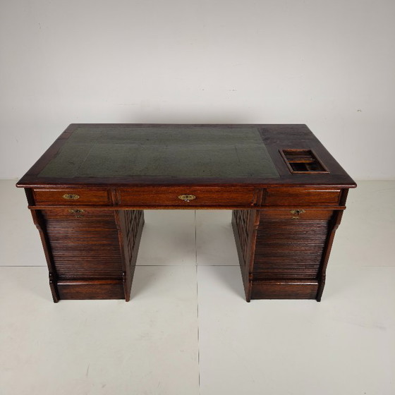 Image 1 of Escritorio antiguo de roble de Stolzenberg – escritorio con tapa enrollable – ca. 1880