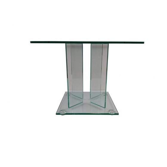 Image 1 of Table d'appoint postmoderne tout en verre des années 80 (style Leon Rosen / Peter Ghyczy)
