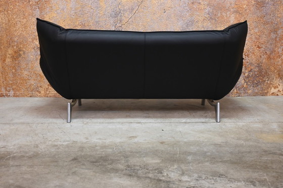 Image 1 of Refurbished black leather Leolux Tango designer sofa