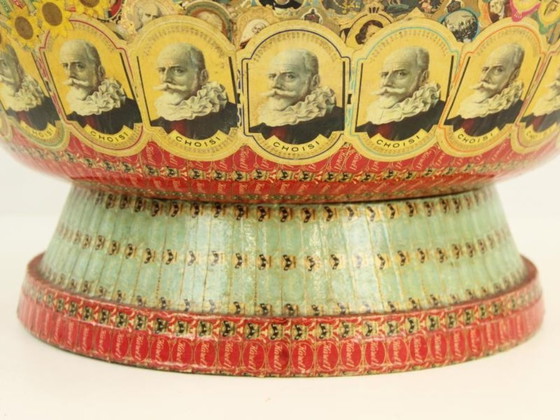 Decorative bottle with cigar band collage, Vases, Paper, Multi Color, Vintage (photo 4 of 10)