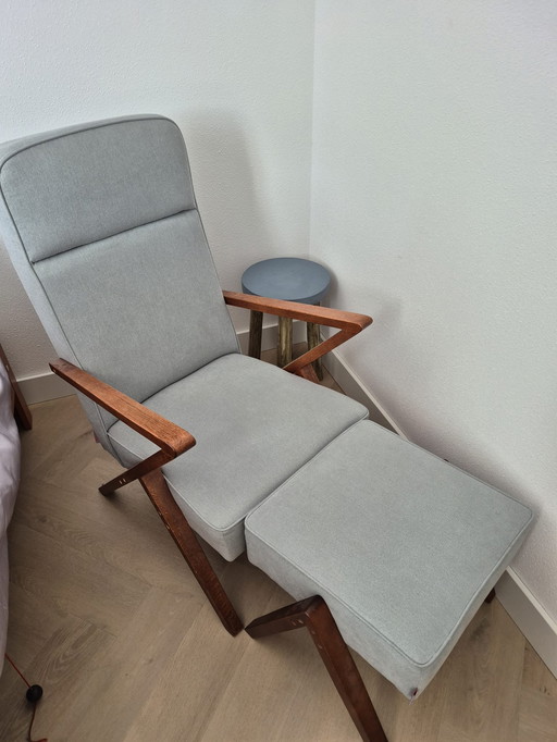 Sternzeit Chaise longue rétro avec pouf assorti