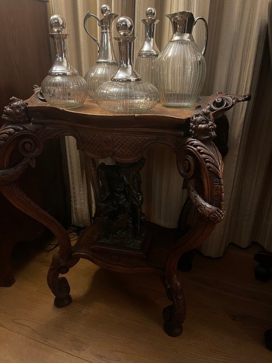 Image 1 of Mesa neorrenacentista con bandeja, italiana, siglo XIX, nogal macizo