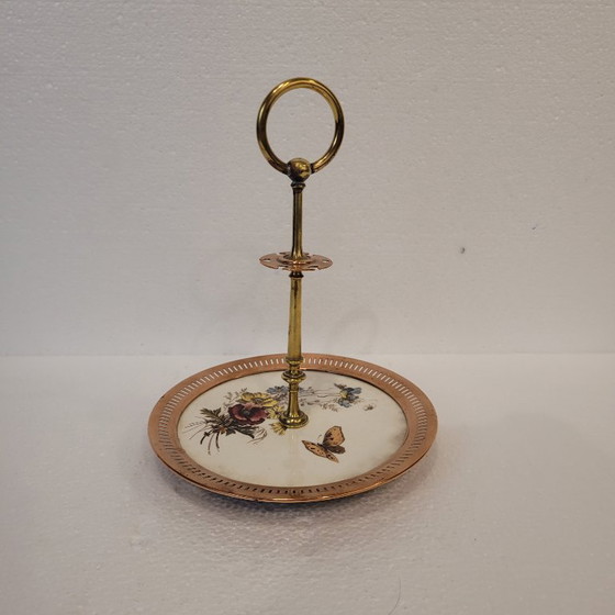 Image 1 of Servitrice muta o étagère, bronzo e porcellana, anni '50 - Francia