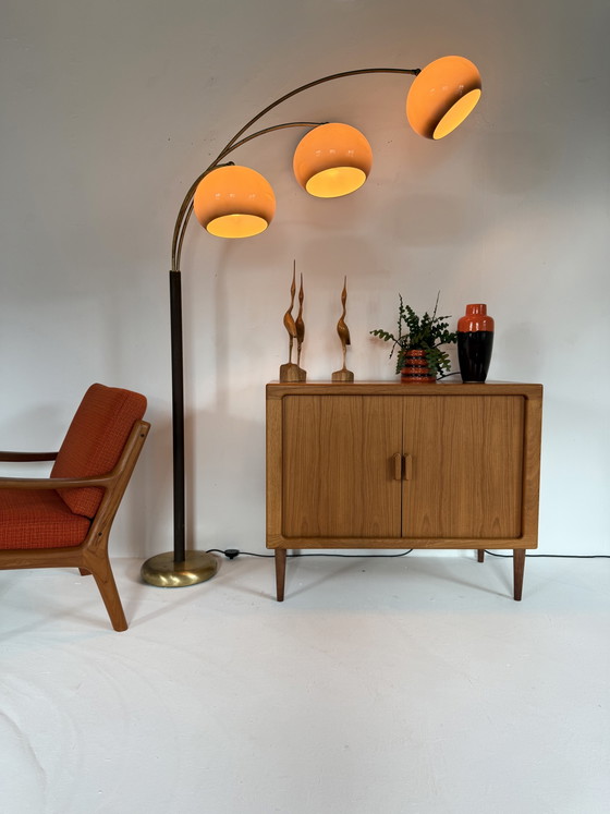 Vintage Triple Messing Mushroom Booglamp, Dijkstra ‘70 – Dijkstra Lampen, Vloerlampen, Brass, Metal (photo 9 of 15)