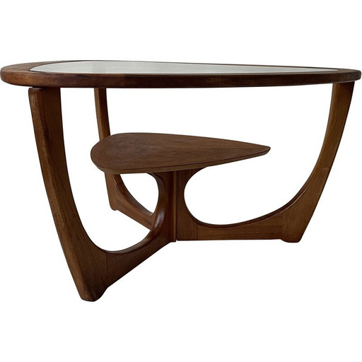 Tavolino da caffè vintage in teak e vetro, Regno Unito 1970