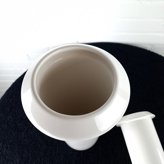 Image 1 of Set of 2 vintage vases white ceramic flora ceramic 70s