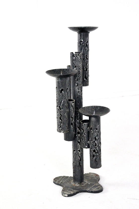 Image 1 of Large Brutalist Floor Candlestick