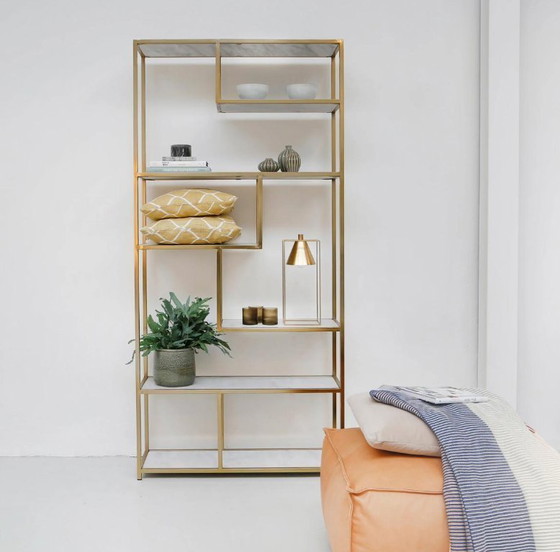 Image 1 of Gold Wall Rack Emily White Marble/Gold Click or scroll to zoom Gold Wall Rack Emily White Marble/Gold Emily wall rack