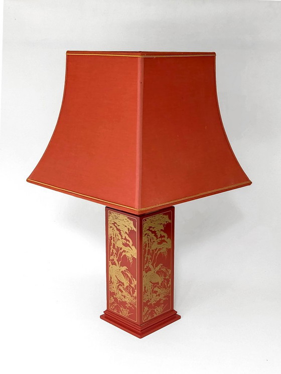 Chinoiserie Table Lamp Claude Mahey – Textile, Vintage (photo 6 of 15)
