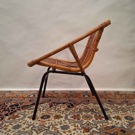 Vintage Rohe Noordwolde Rotan Kuipstoel – Stoelen / fauteuils, Metal, Rattan (photo 5 of 8)