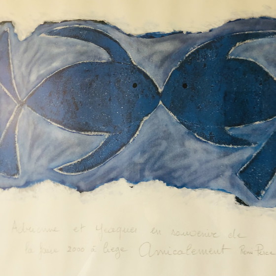 Image 1 of Litografia "coppia di pesci" di Rémi Pesce