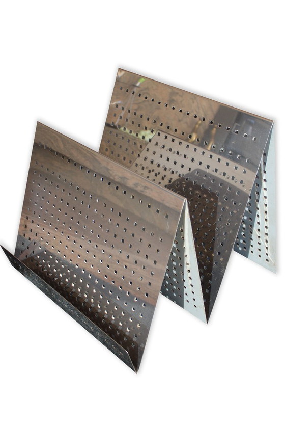 Image 1 of Design-Prospekt- und Zeitungsständer - silbernes Metall