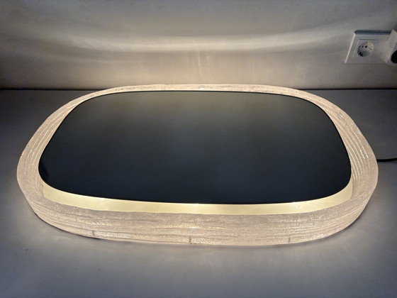 Image 1 of Specchio vintage Hillebrand illuminato in vetro ghiaccio anni '60, stile spaziale