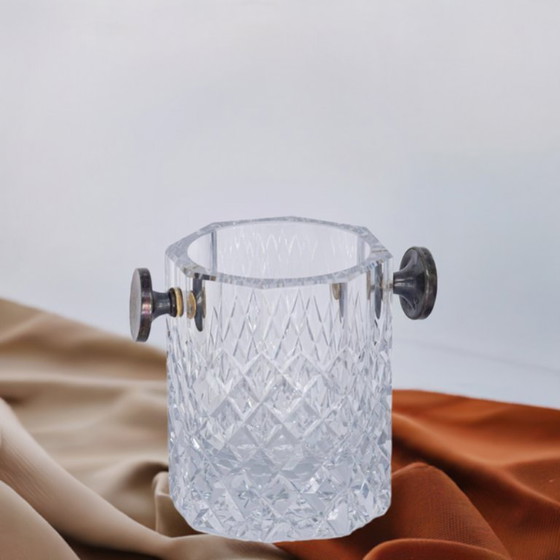Image 1 of Vintage Silver Crystal Champagne Ice Bucket – Elegant Cut Crystal Design