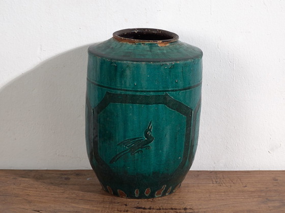 Antique green glazed ceramic vase (c.1820) #35 (photo 38 of 40)