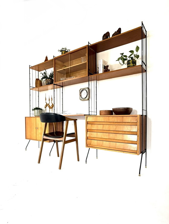 Vintage Freestanding Modular Wall System, Köch Möbel ‘60 – Wall cabinet, Wood, Glass (photo 3 of 15)