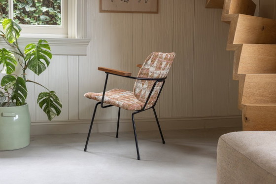 Originele Vintage Gispen Professioneel Gerestaureerd en Gestoffeerd in Nobilis Stof – Fauteuils, Metal (photo 6 of 9)