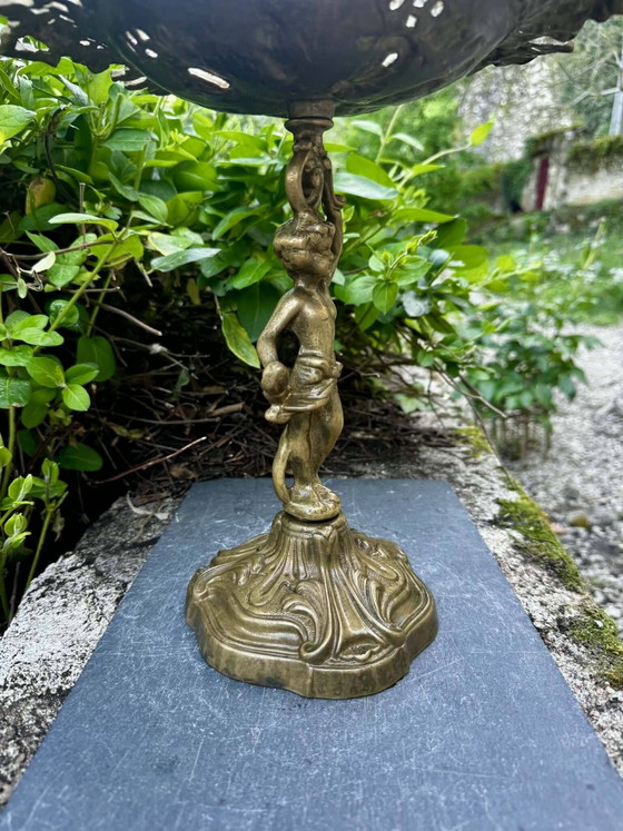 Large bronze fruit bowl from the 19th century. – Brass, Art Nouveau (photo 5 of 12)