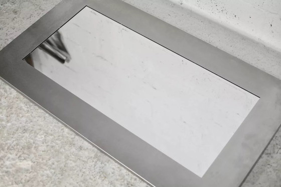 Image 1 of Grote stalen spiegel 70's