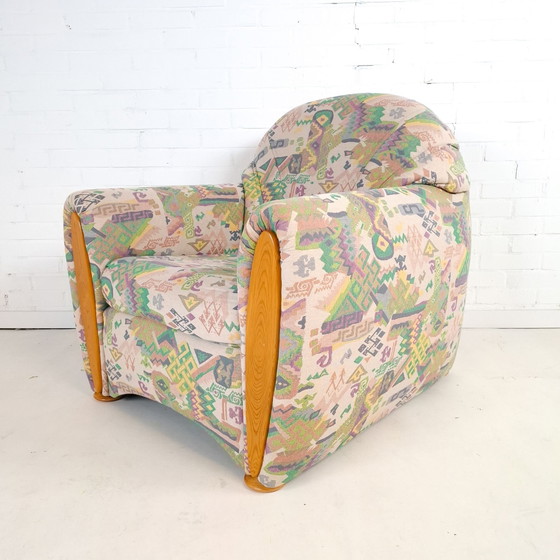 2x vintage armchair Art Deco style 80s – Textile, Wood (photo 2 of 9)