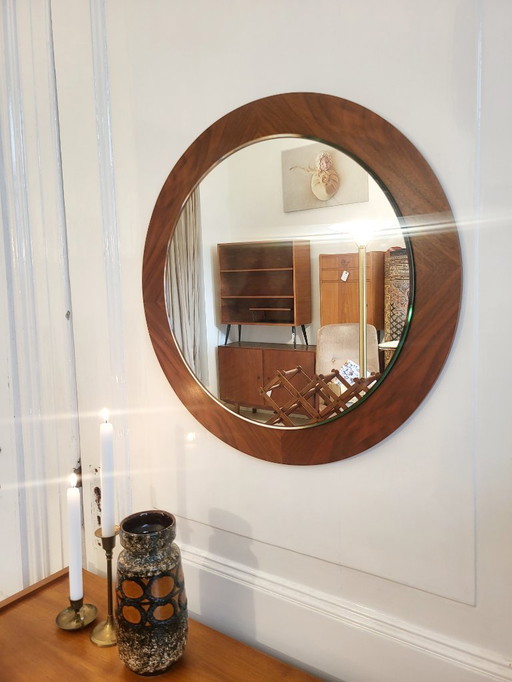 Miroir en teck avec verre taillé