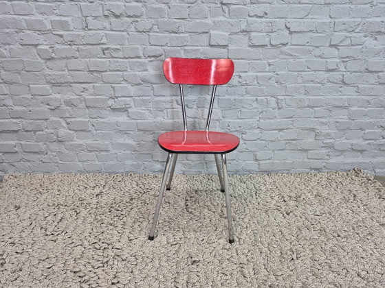 Set di 4 Sedie da Cucina di Design Vintage di Brabantia, Formica Striata Rossa, Paesi Bassi, anni '60 (photo 5 of 8)