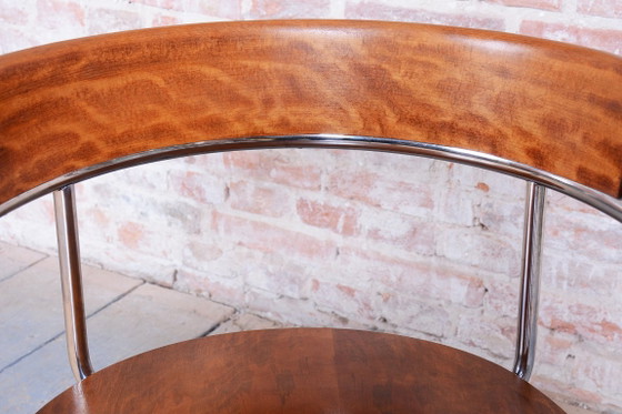 Restored Bauhaus Armchair, by H. Gottwald, Beech, Walnut, Chrome, Czech, 1930s – Hynek Gottwald, Wood (photo 5 of 12)