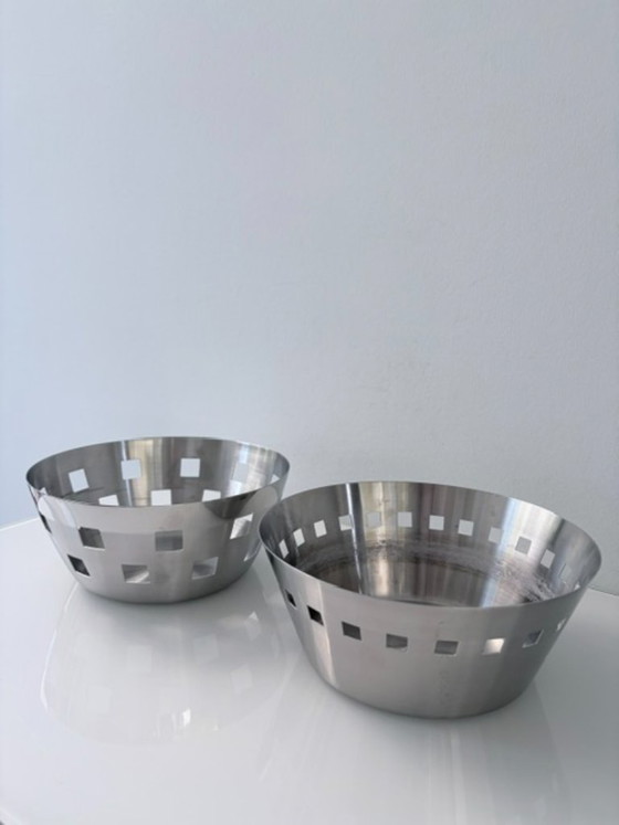 Set di 2 Ciotole di design geometriche vintage in acciaio inossidabile – rvs (photo 3 of 10)