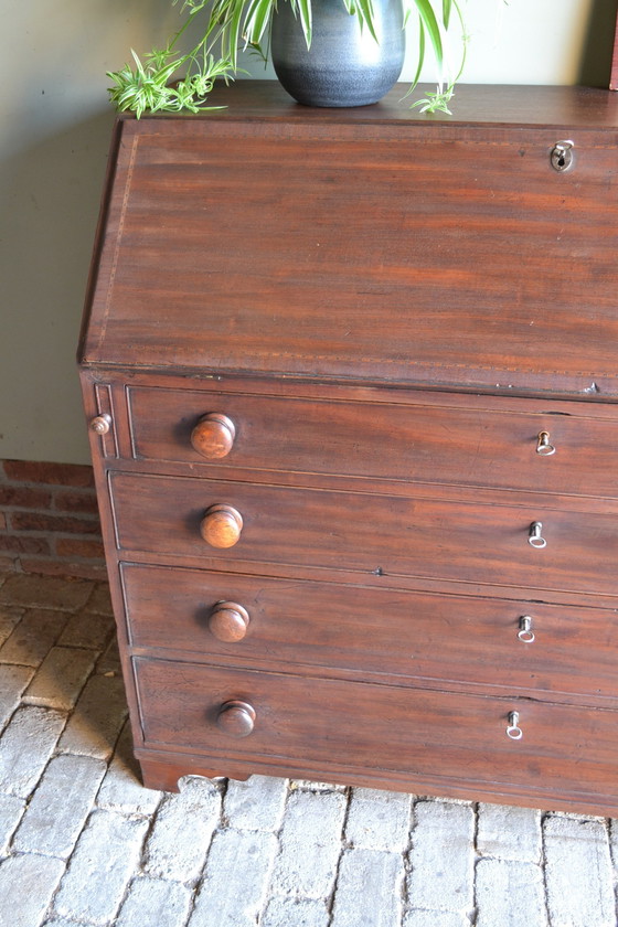 Image 1 of Secrétaire, bureau ancien en bois d'acajou.