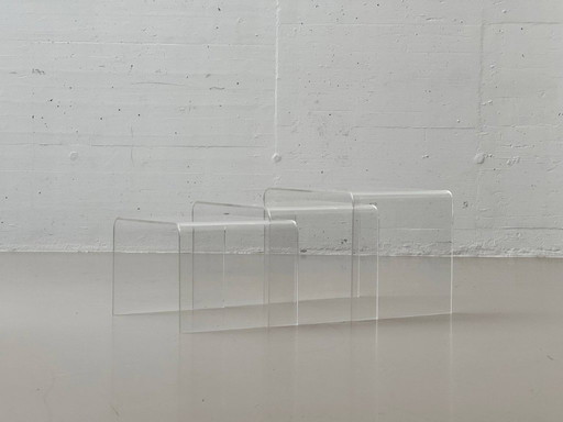 Space Age 3-piece set of plexiglass nesting tables / side tables, 1970s