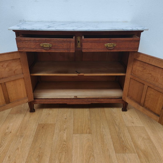 Image 1 of Buffet, commode, chiffonnier, meuble-lavabo ancien avec plateau en marbre
